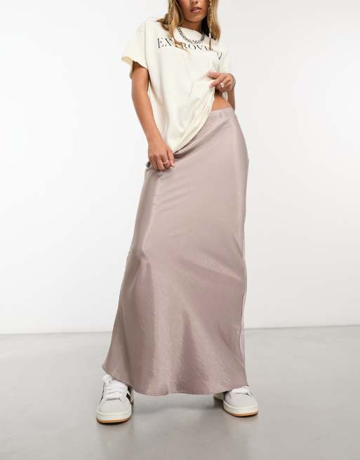 COLLUSION satin maxi skirt in mocha ASOS