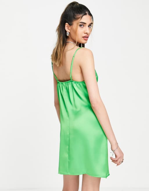 Silk green hot sale slip dress