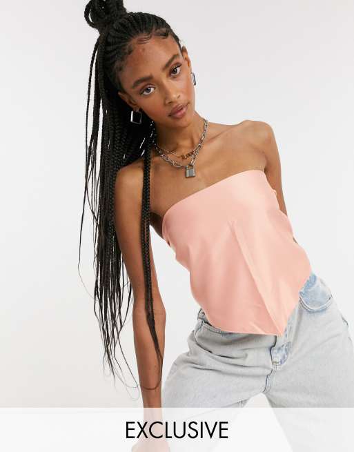 COLLUSION satin scarf top in peach | ASOS