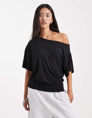 COLLUSION - Schulterfreies, drapiertes Oberteil in Schwarz