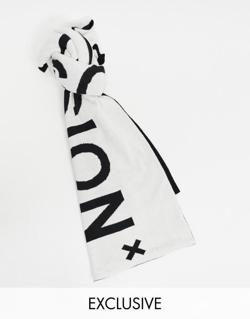 COLLUSION - Sciarpa unisex nera e bianca con logo