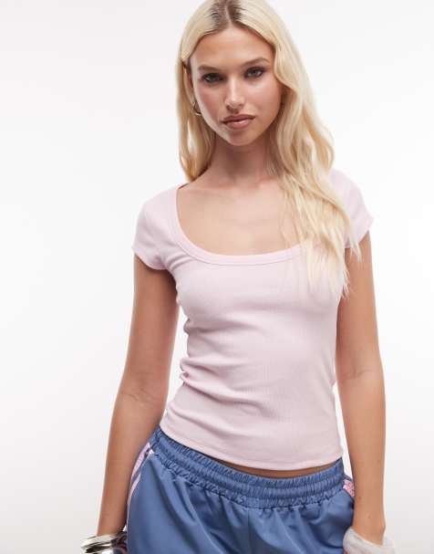 COLLUSION scoop neck T-shirt in light pink - view 1
