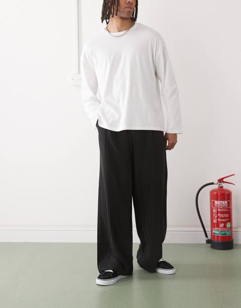 COLLUSION seam detail pinstripe pants in black - view 1