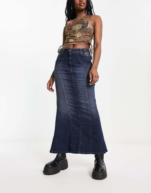 Asos long sales denim skirt