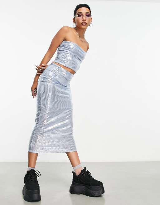 Light silver clearance sequin skirt