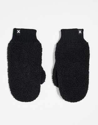 shearling mittens in black