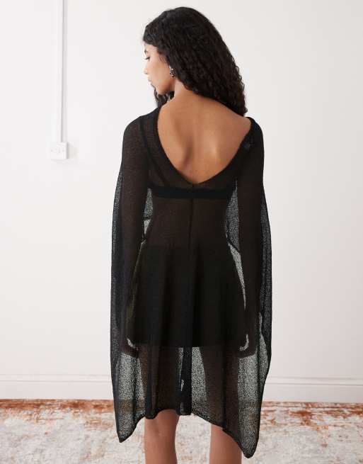 dress with sheer poncho AvA Women's Rachel Sheer Poncho in Blue Orchid SM/MD
