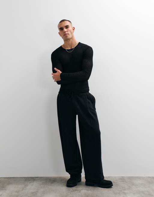 COLLUSION sheer long sleeve fitted t-shirt in black, 2 of 5