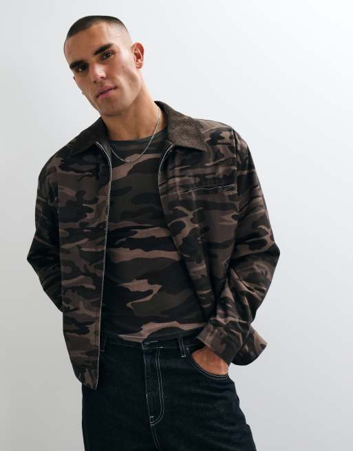COLLUSION sheer long sleeve fitted t-shirt in camo, 5 of 5