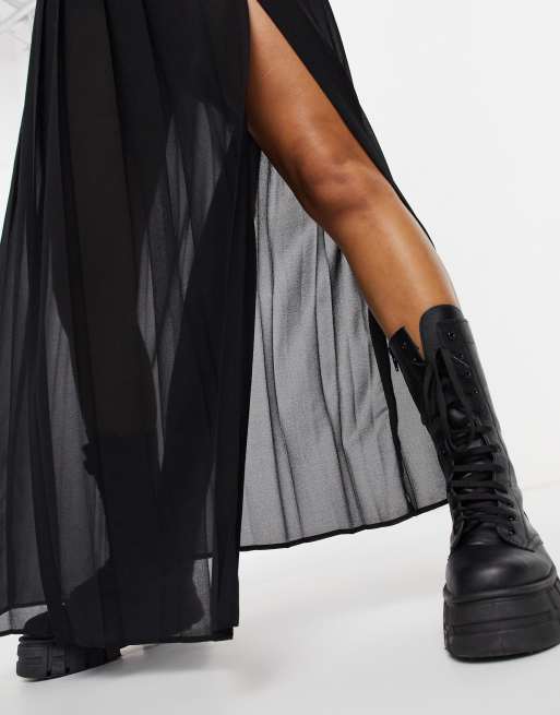 Sheer maxi 2024 skirt with slits