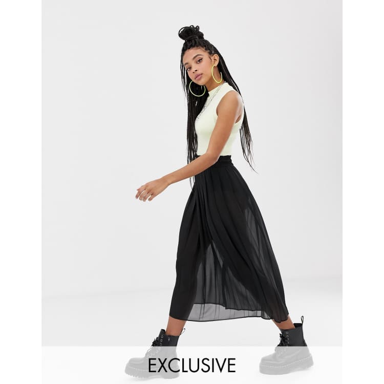 ASOS DESIGN pleated midi skirt in black