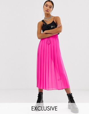 COLLUSION sheer pleated skirt in pink | ASOS