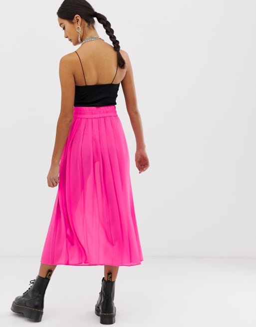 Sheer pleated 2025 skirt pink