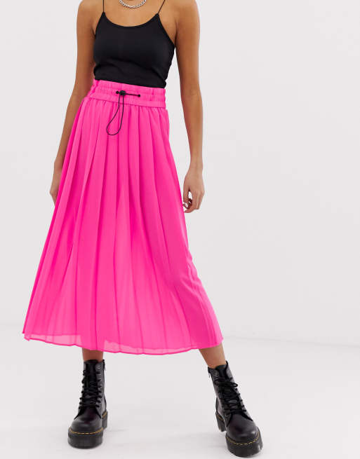 COLLUSION sheer pleated skirt in pink