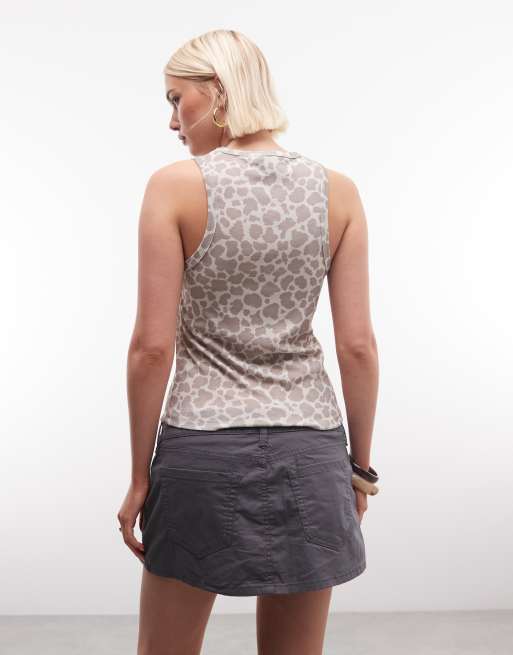 COLLUSION sheer print tank top in leopard print, 3 of 4