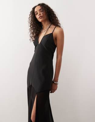 Collusion Sheer & Solid Maxi Dress