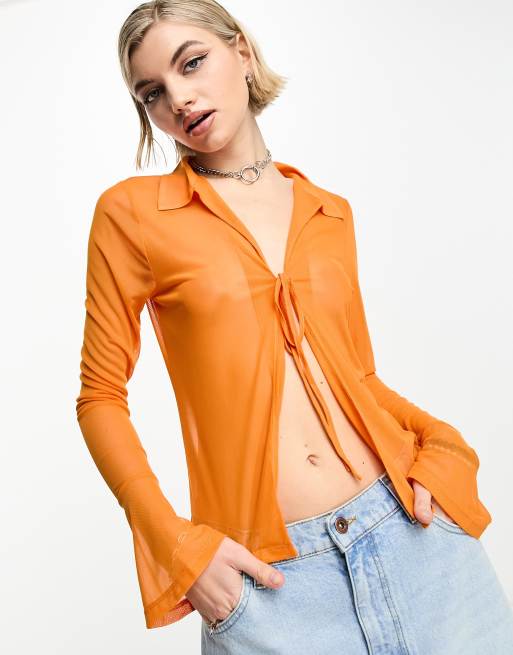 Orange sales sheer top