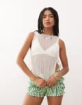 [Collusion] COLLUSION sheer tie side beach top-White L Ecru