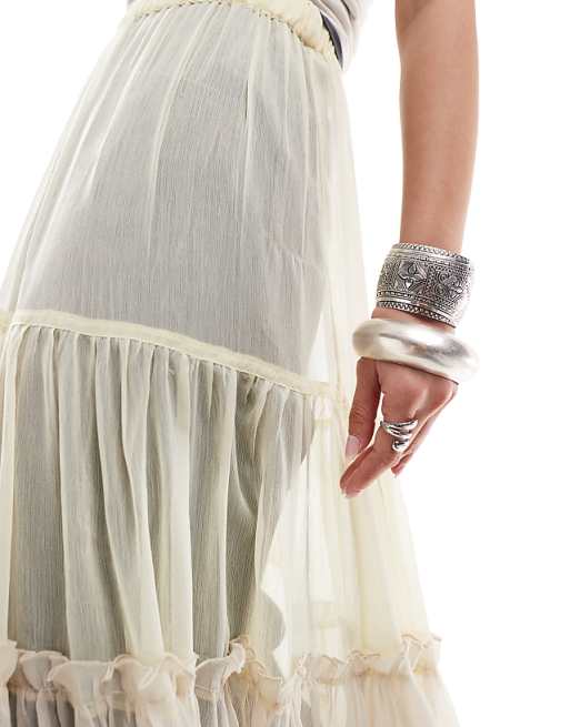 COLLUSION sheer tiered maxi skirt in off white ombre | ASOS COLLUSION sheer tiered maxi skirt in off white ombre | ASOS