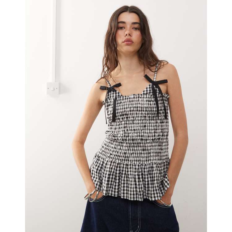 キャミソール checked cami tunic tops Gingham V-neck Swing Camisole Top | Love, Bonito US