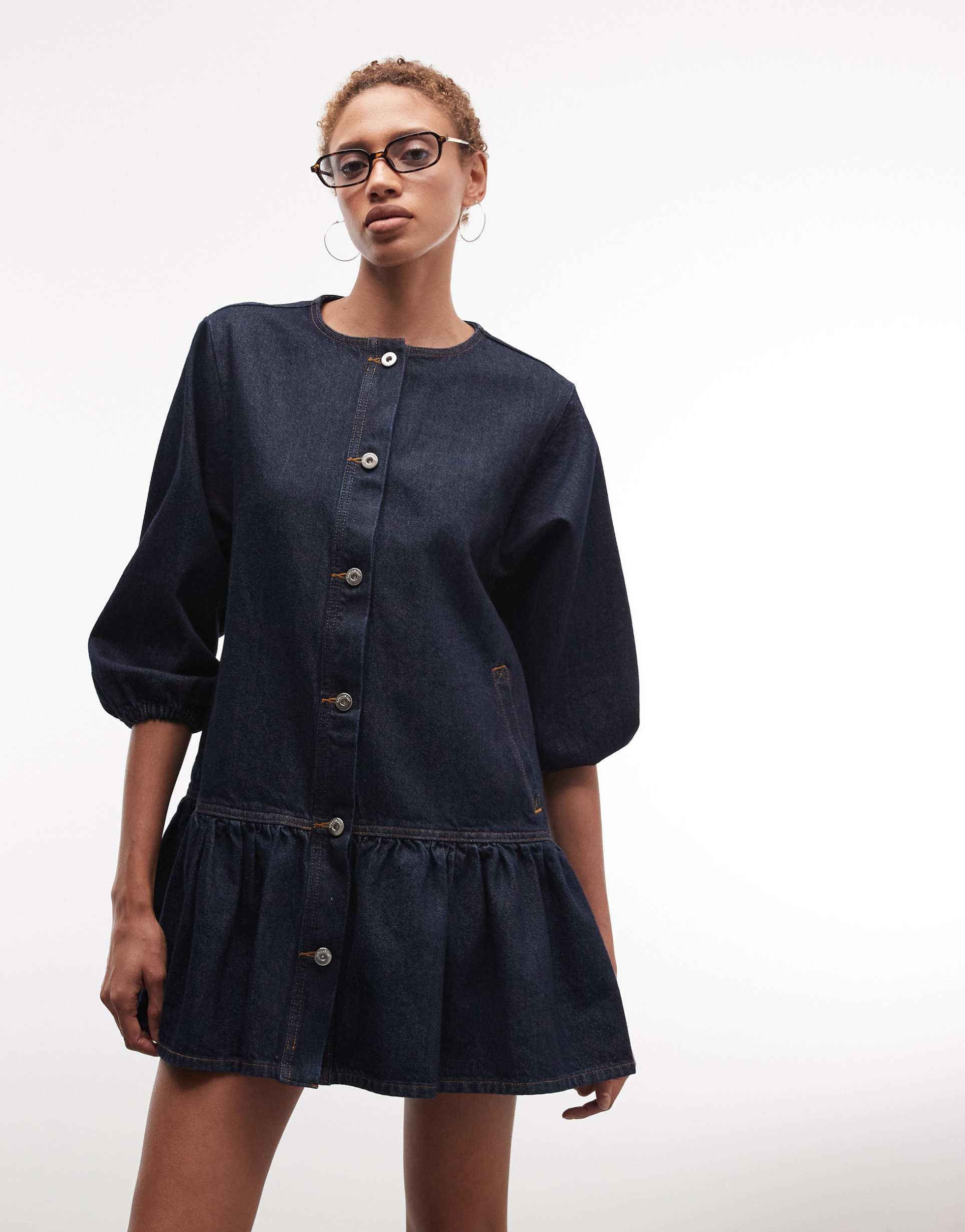 collusion shirt dress in rinse wash