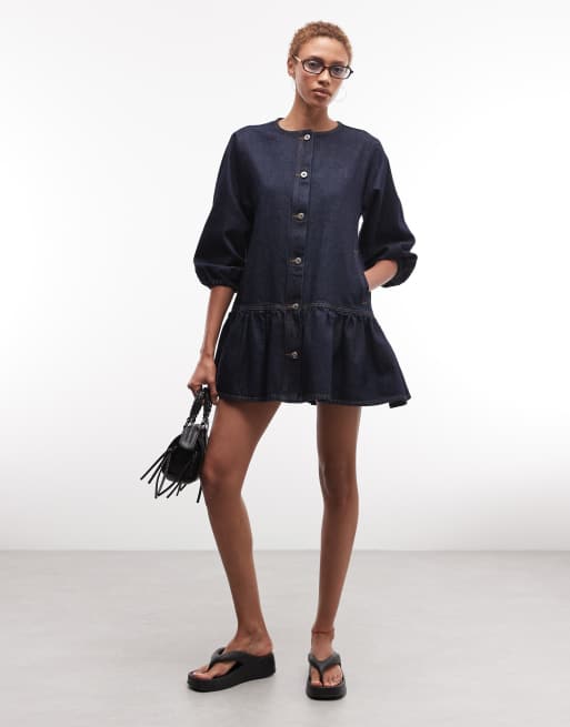 COLLUSION shirt dress in rinse wash, 2 of 4