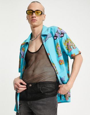 COLLUSION shirt with double ended zip in print - ASOS Price Checker
