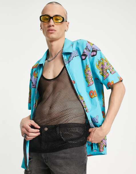 COLLUSION shirt with double ended zip in print - view 1