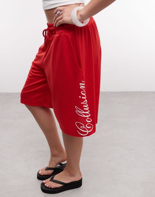 Collusion - Short baggy long en airtex - Rouge, 4 de 5