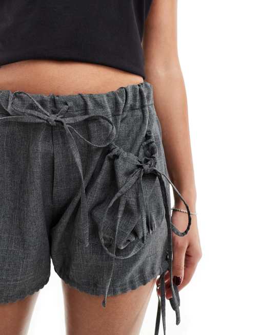 COLLUSION Short bouffant avec n uds Anthracite