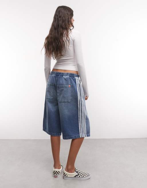 COLLUSION short en jean ample avec détail de bandes latérales en délavage bleu moyen, 5 de 5