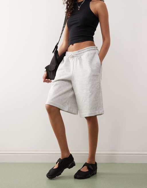 COLLUSION longline sweat shorts in gray heather