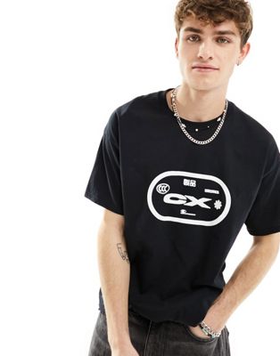 Collusion Short Sleeve Black T-shirt With C Graphic