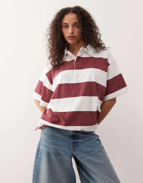 Collusion short sleeve bold striped rugby top in multi - view 1