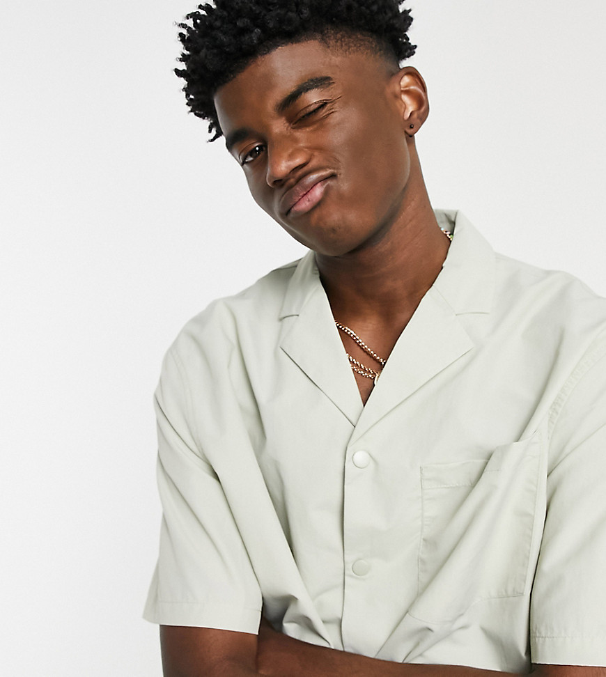 COLLUSION short sleeve boxy shirt in nylon co-ord-Neutral