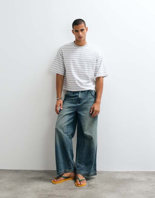 COLLUSION short sleeve boxy tee in stripes, 2 of 5