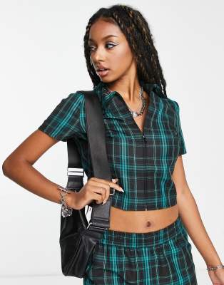 dark green check shirt