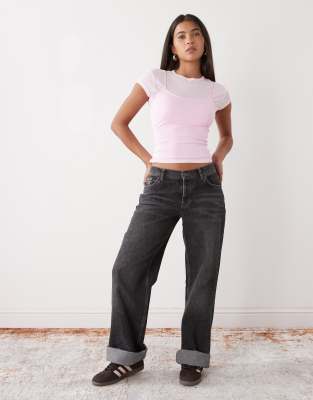 Collusion Short Sleeve Double Layer Tshirt In Pink