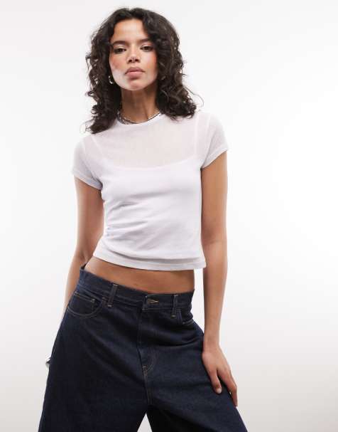 COLLUSION short sleeve double layer white T-shirt - view 1