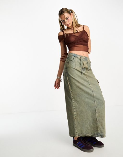 COLLUSION velvet pant / skirt in brown