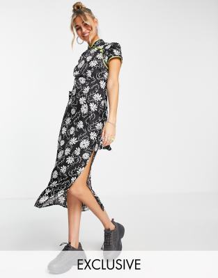 Floral midi store dress short sleeve