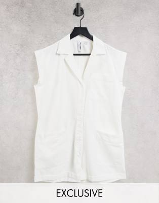 white short sleeve playsuit