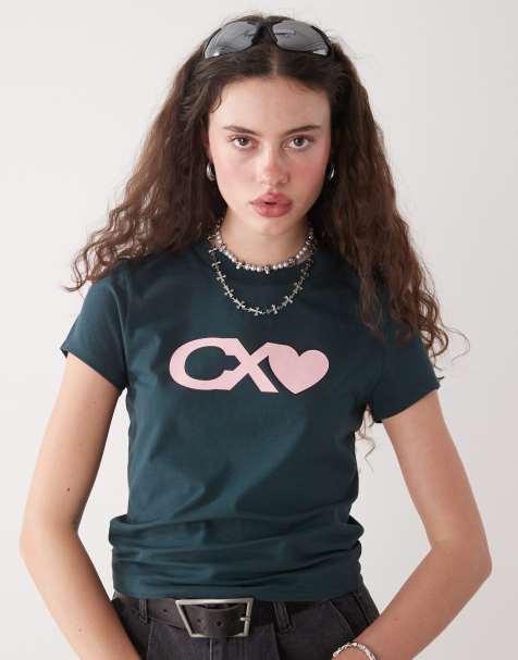 COLLUSION short sleeve shrunken CX branded tee in black - view 1