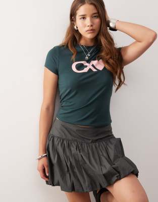 Collusion Short Sleeve Shrunken Cx Branded Tee In Black