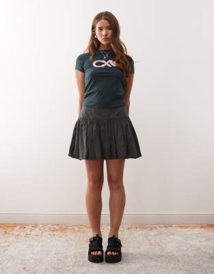 Collusion Short Sleeve Shrunken Cx Branded Tee In Black