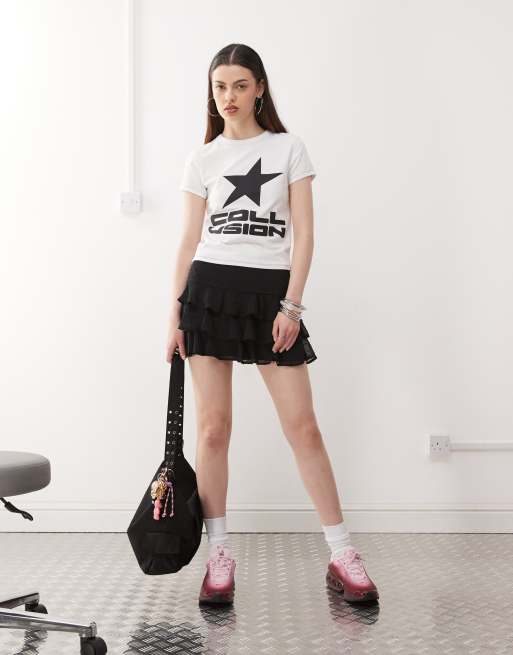 COLLUSION short sleeve shrunken T-shirt with star logo