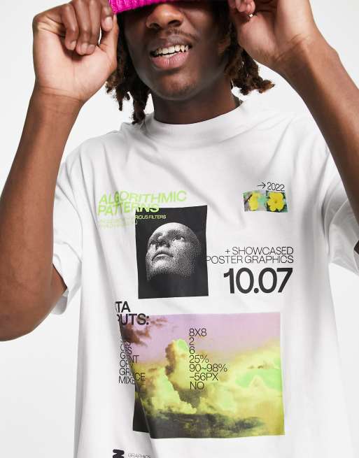 COLLUSION short sleeve t-shirt with statue print graphic in white