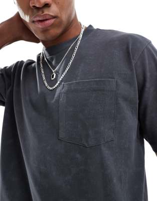 Collusion Short Sleeve Washed Gray Boxy T-shirt In Gray