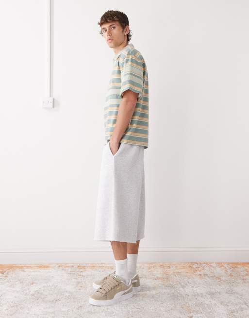 Collusion - Short style skateur en jersey avec détails au genou - Gris chiné, 3 de 5