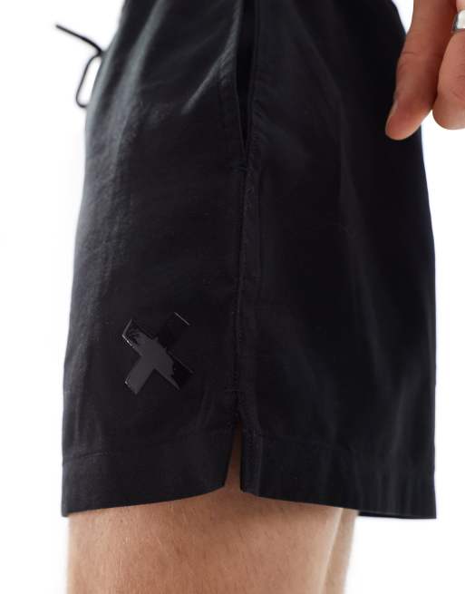 COLLUSION shorter length swim short in black, 3 of 4